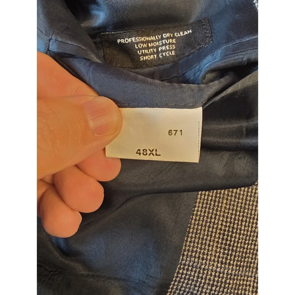 Jos A Bank 50L Gray Black 100% Wool‎ Executive Mens Blazer Jacket Sport Coat